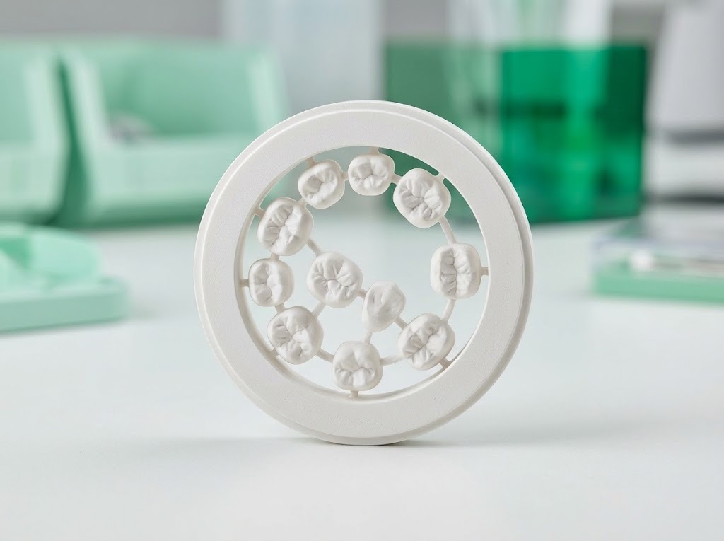 Zirconia disc with crowns milled in place