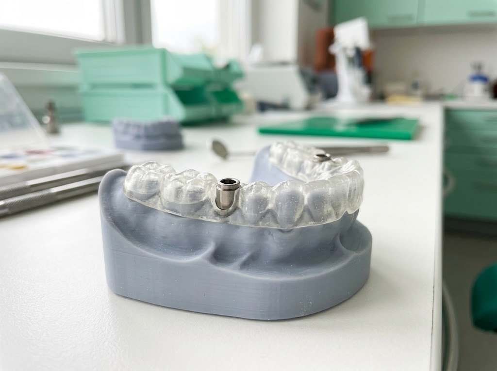 Surgical guide seated on a printed model