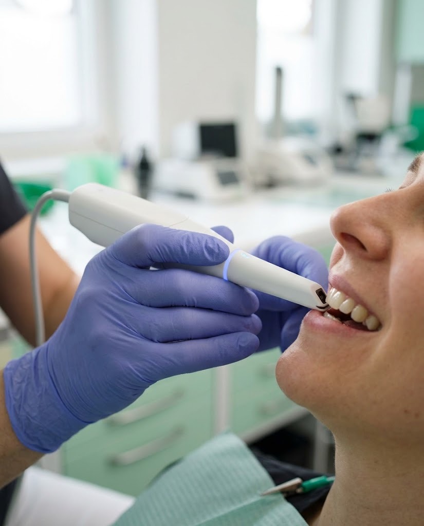 Dentist scanning a patient with an intraoral scanner