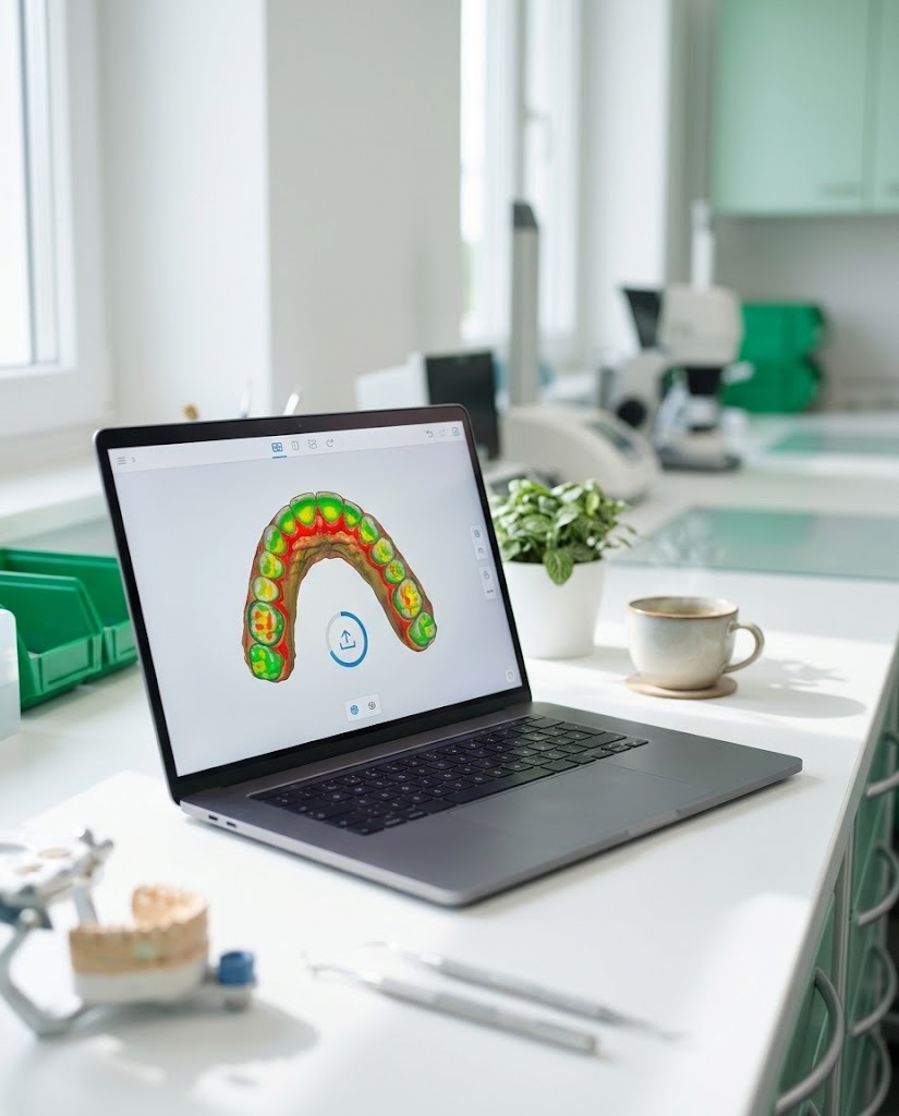 3D arch scan uploading from a clinic laptop