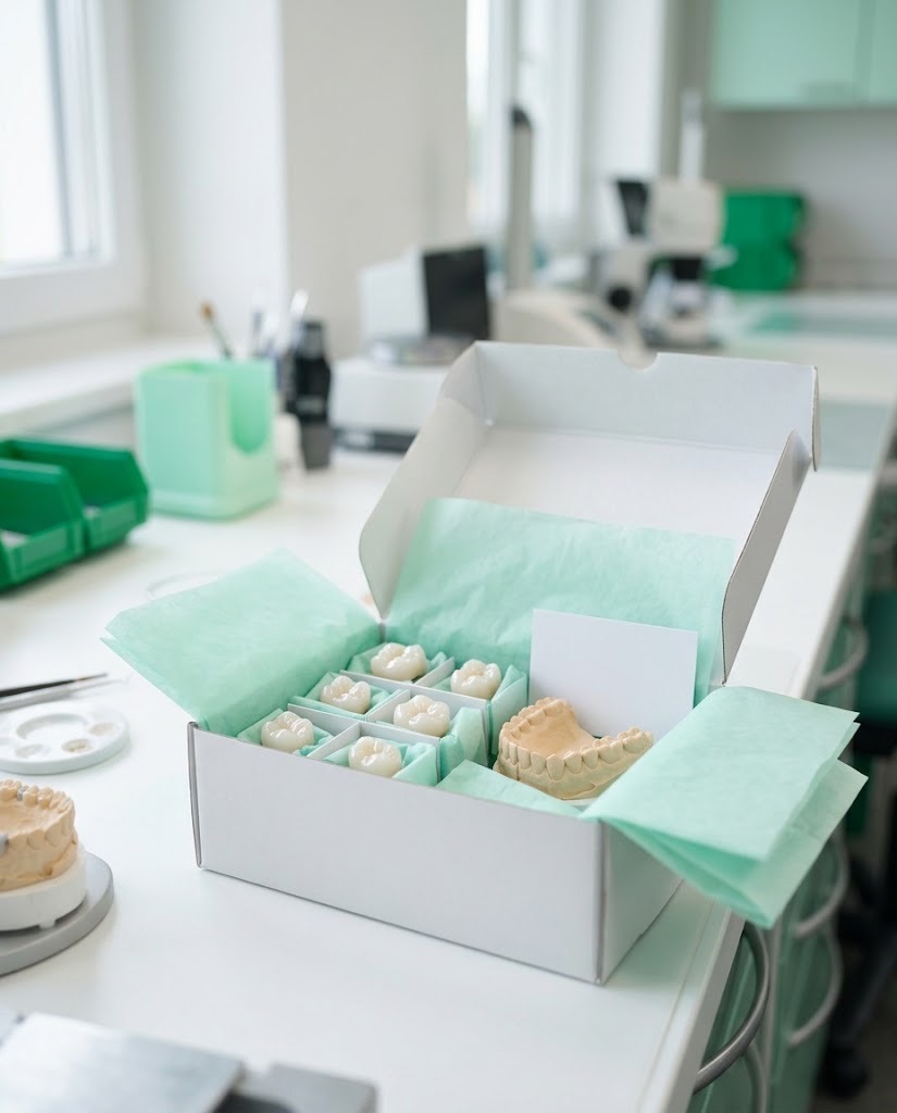 Finished crowns packed and ready for delivery
